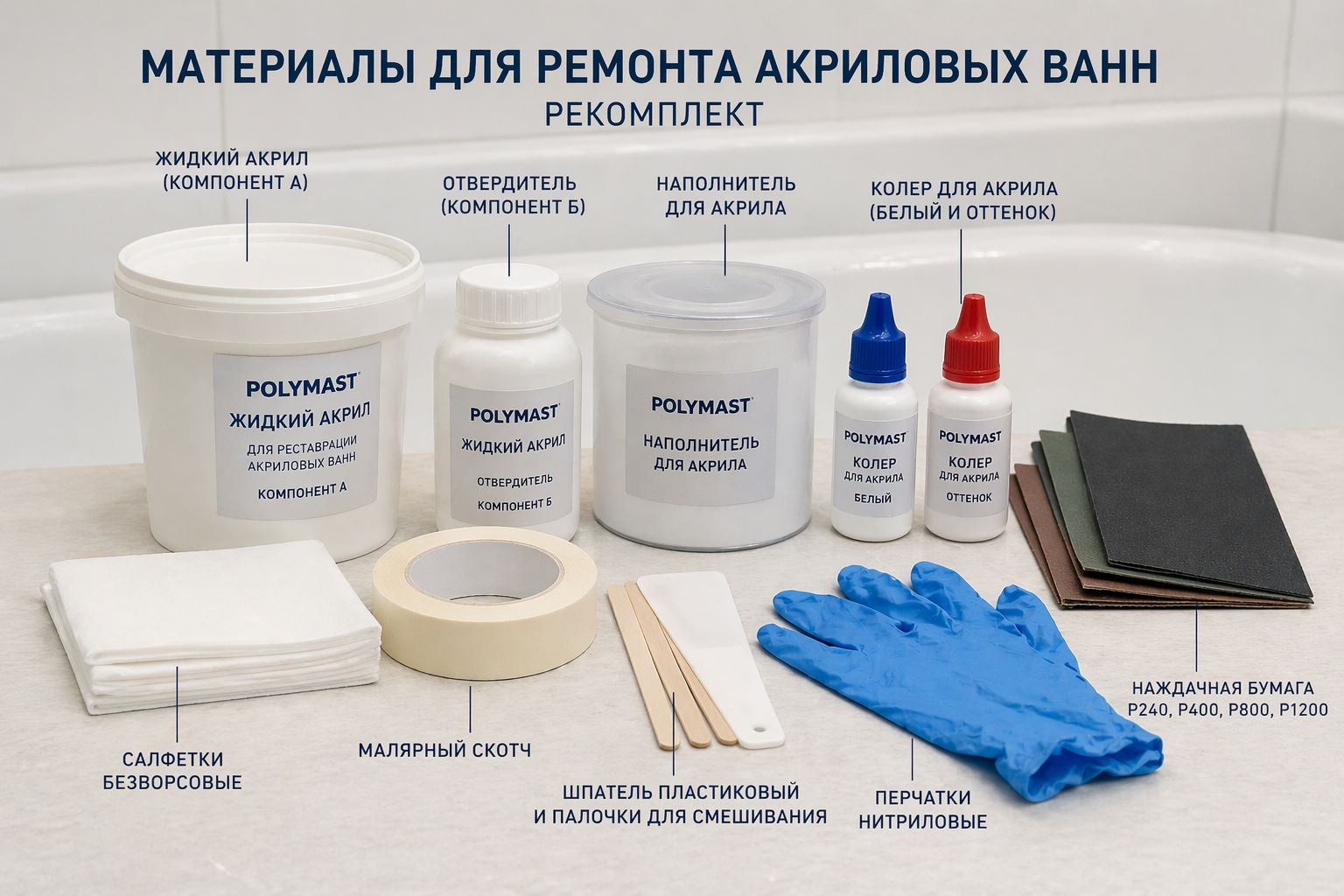 Материалы для ремонта акриловой ванны