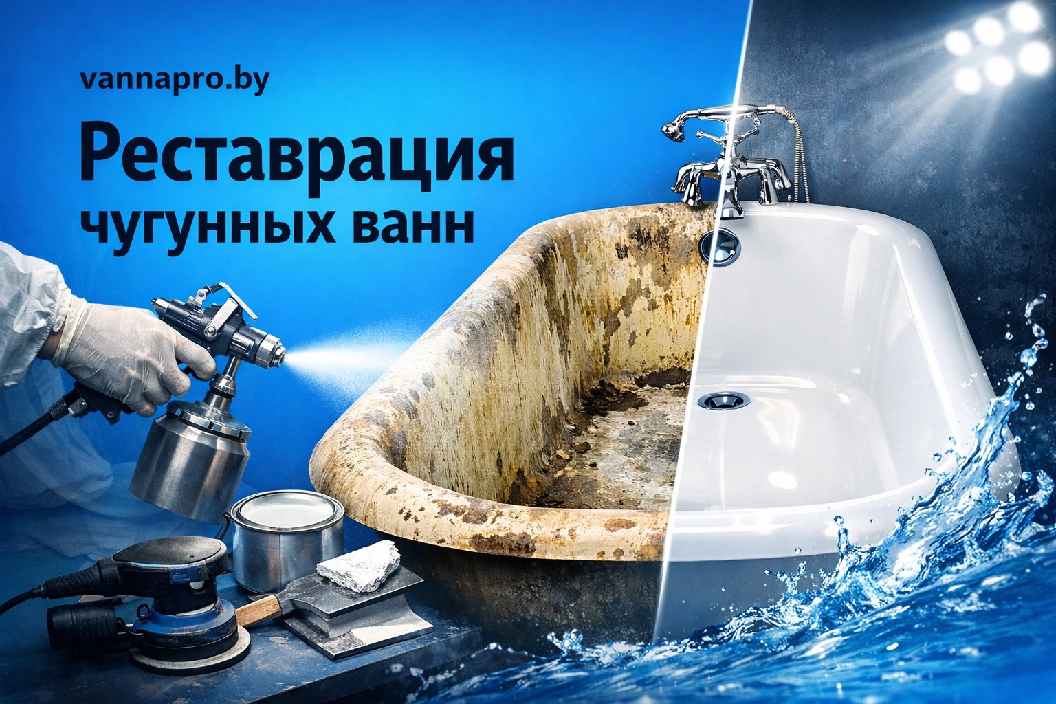 Старая чугунная ванна с желтизной до реставрации