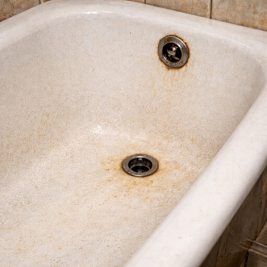 Шероховатая поверхность старой ванны