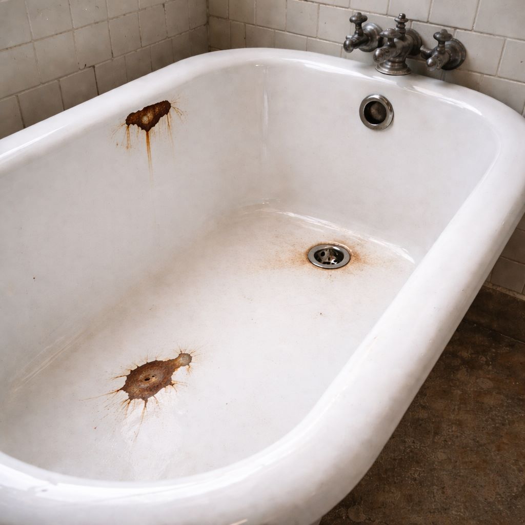 Сколы и ржавчина на чугунной ванне