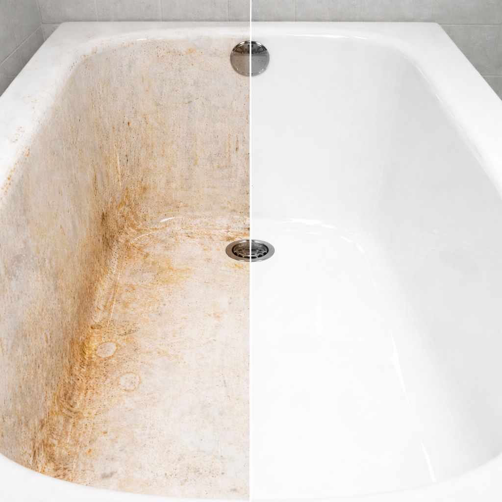 Сравнение состояния ванны до и после